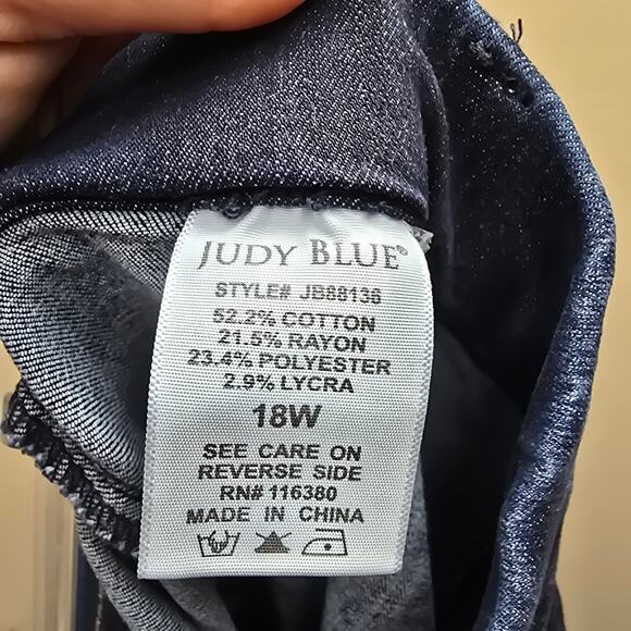 Judy Blue Pull On Superflare Stretch Jeans Dark Wash Size 18W Boho 70's Retro - Picture 6 of 7